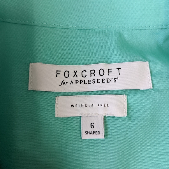 Foxcroft for Appleseed's Button Down Shirt Mint Green 3/4 length Sleeves - Picture 5 of 8